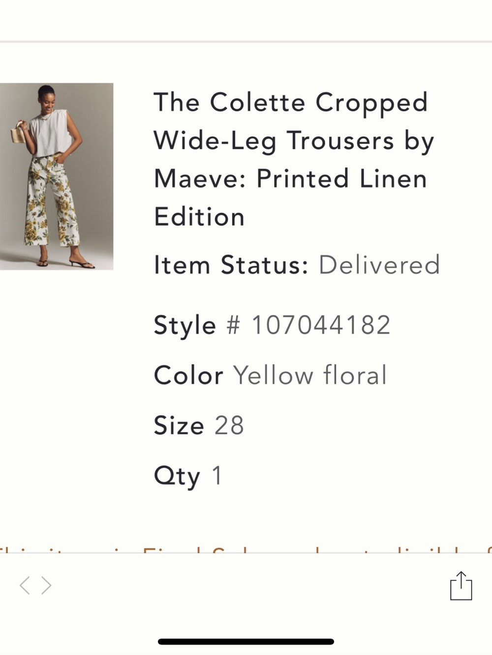 Maeve White Wide-Leg Floral Crop Pants with Yellow & Green Print - Picture 4 of 4